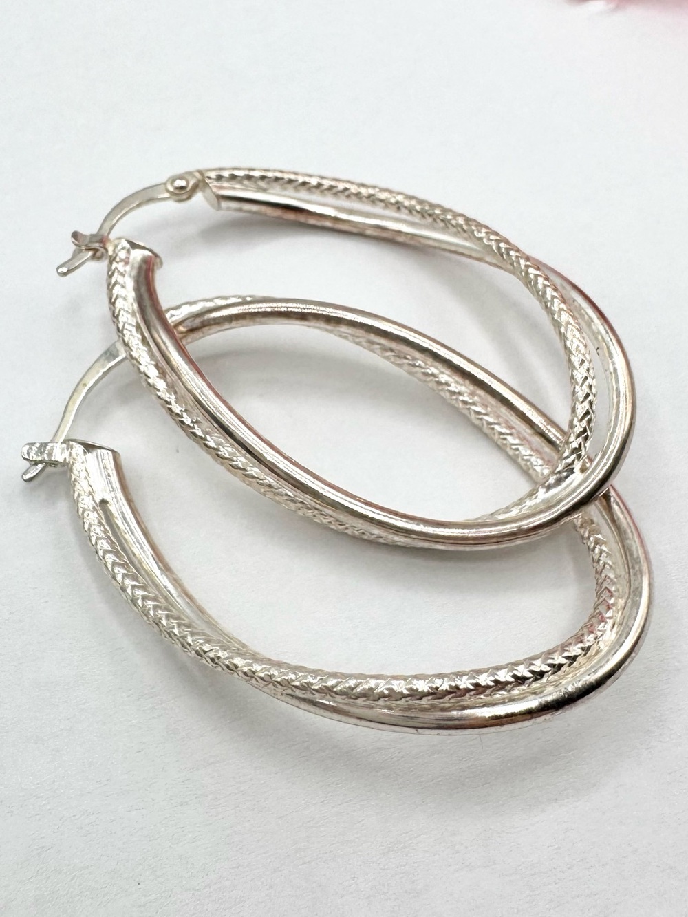 JCM 925 Sterling Silver Double Hoop Earrings Signed Acid Tested 6.00 Grams
